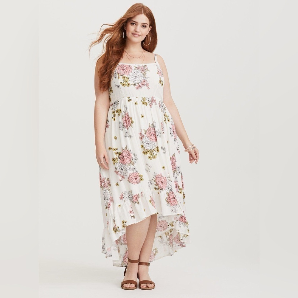 NWOT TORRID Ivory Floral Gauze Maxi Dress Hippy Garden 1X
